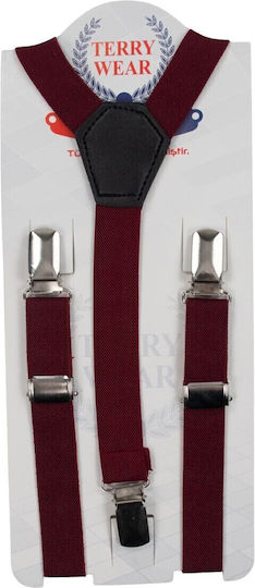 Papillon Kids Kids Suspenders Set with Tie with 3 Clips Burgundy