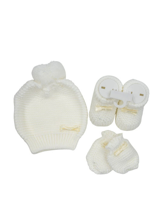 Kinder Mütze Set Gestrickt Beige