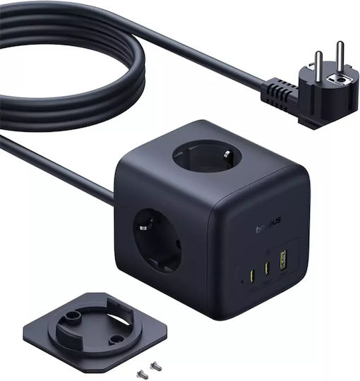 Baseus Πολύπριζο 3 Θέσεων με USB-A, USB-C και Καλώδιο 1.5m