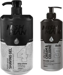 Set Îngrijire Bărbați Nishman Easy Shave Gel Transparent de Ras 1000 Ml + Loțiune After Shave 05 Invisible Touch 400 Ml