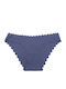 Cotton Women's Slip Seamless With Lace Navy Blue