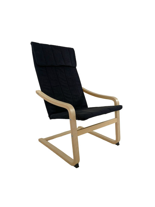 Nordvik Πολυθρόνα Μαύρο 60x71x105cm