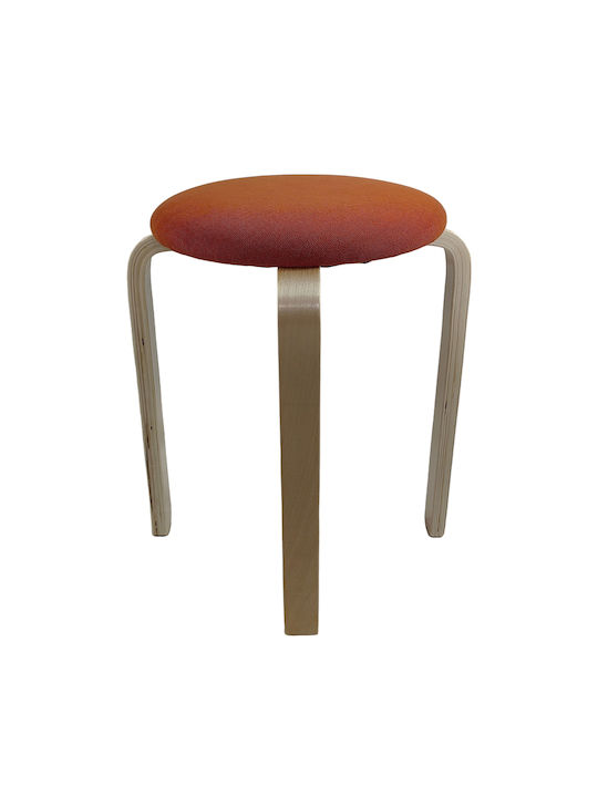 Stool For Living Room Wooden Miloa Orange/natur...