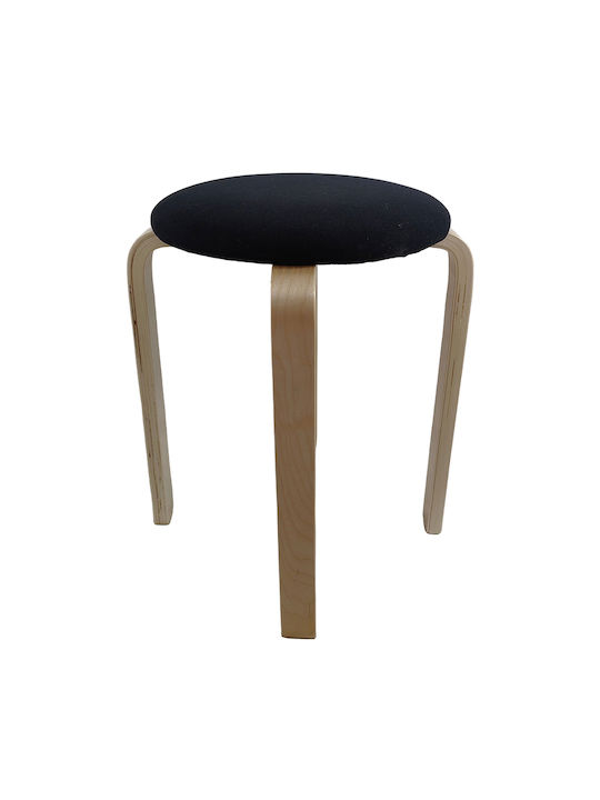 Stool For Living Room Wooden Miloa Black/Natural 42x42x45cm