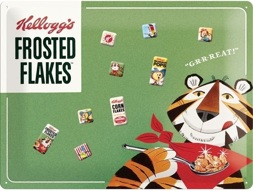 Nostalgic Magnetic Board 9 Magnets Kellogg's Frosted Flakes Tony Tiger