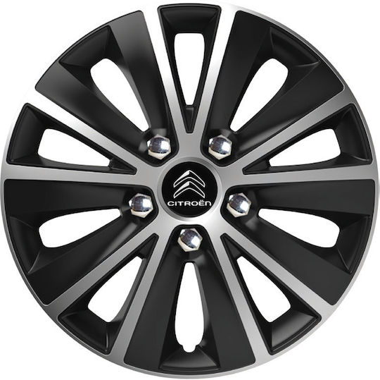 Versaco Car Hubcap Set Rapide Nc with Citroen Emblem 16" 4pcs Black