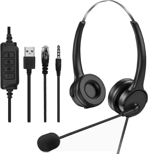 Lamtech Auf dem Ohr Multimedia-Headsets mit Mikrofon und Verbindung 3,5 mm Klinke / USB-A in Schwarz Farbe