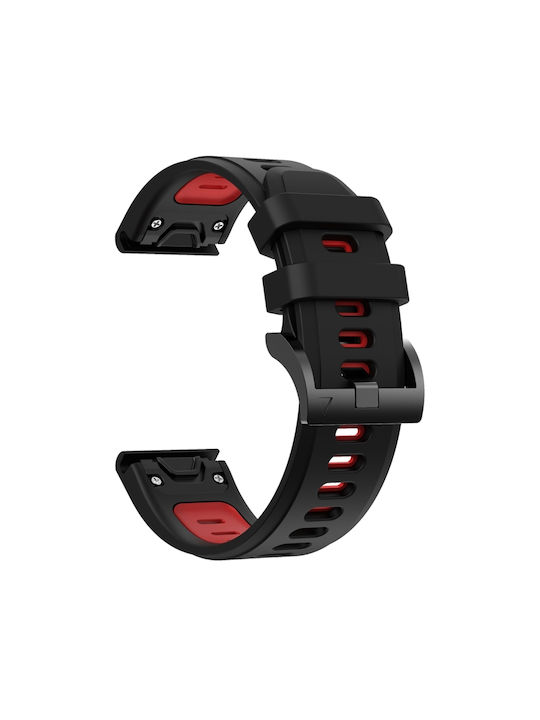 Garmin Fenix 7 Sapphire Solar 22mm Two-Tone Sports Silicone Bracelet Black+Red