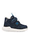 Anatomical Suede Kids Boots with Velcro Blue