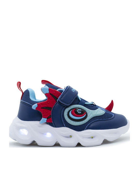 Παιδικά Sneakers με Σκρατς & Φωτάκια Μπλε