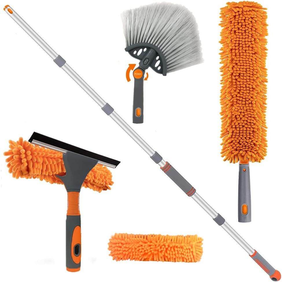 Window Squeegee Telescopic Handle Microfiber Cloth 3