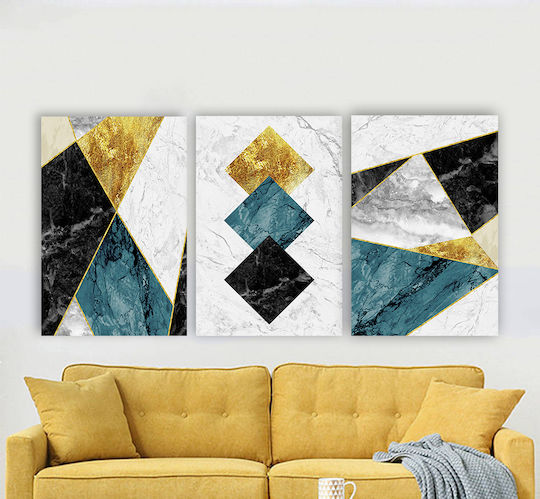 Canvas Painting Gold Marble Threefold “Offer” Threefold 90x130 Cm 3 Pieces