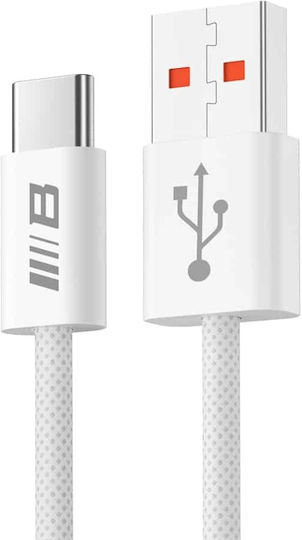 Blueo Braided USB 2.0 Cable USB-C male - USB-A 18W Λευκό
