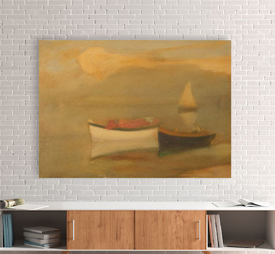 Painting Canvas Boats On The Shore Oikonomou Offer 60x40 Cm