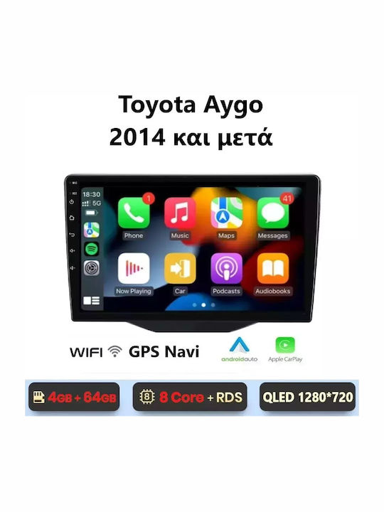 Auto-Audiosystem für Toyota Aygo 2014 (Bluetooth/USB/WiFi/GPS/Apple-Carplay/Android-Auto) mit Touchscreen 9"