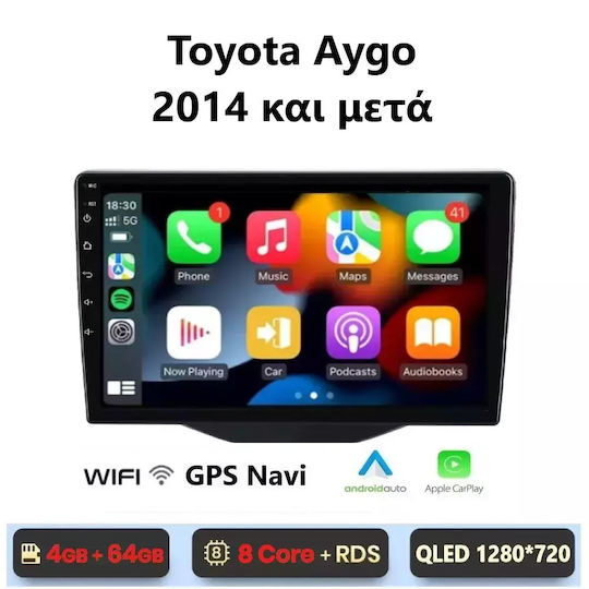 Ηχοσύστημα Αυτοκινήτου για Toyota Aygo 2014 (Bluetooth/USB/WiFi/GPS/Apple-Carplay/Android-Auto) με Οθόνη Αφής 9"