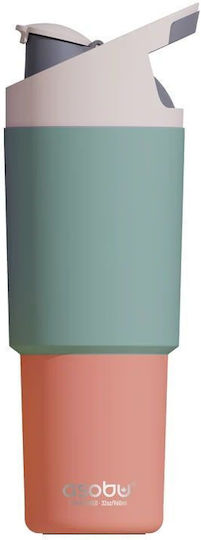 Asobu Handled Tumbler Thermos Bottle Stainless Steel 1lt Pastel Green With Straw And Handle