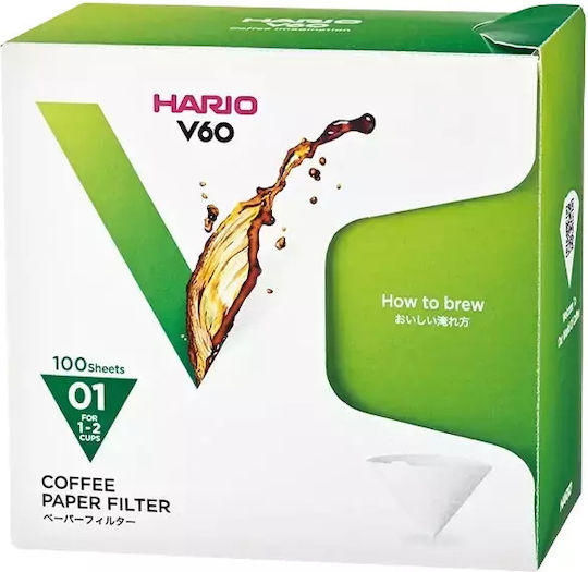 Хартиени Филтри V60 Hario 01 Бели Кутия 100бр