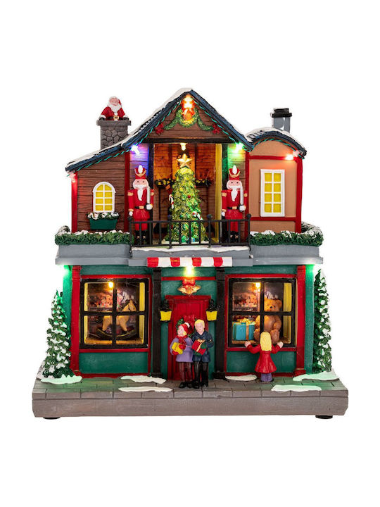 Iliadis Christmas Illuminated Decorative House with Electric with Music and Movement 28x27x15cm. Gift Shop