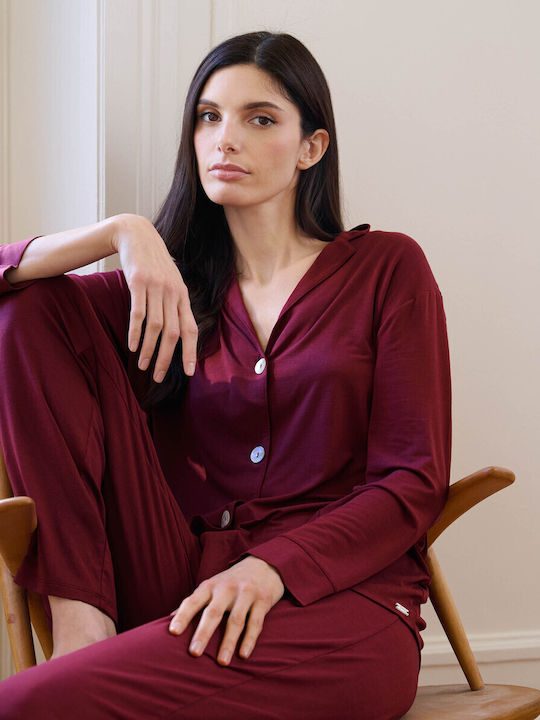 Vamp Sommer Damen Pyjama-Set Red Windsor