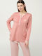 Vamp Winter Damen Pyjama-Set Pink Tan