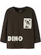Kids' Shirt Long Sleeve Brown Dino