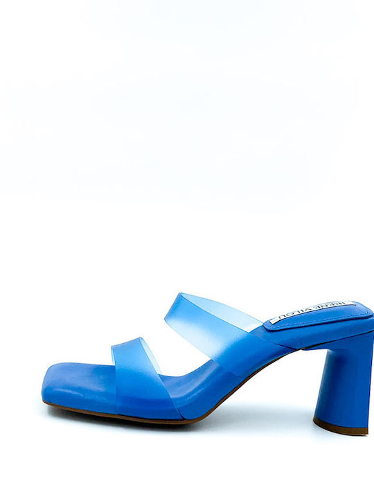 Irene Vilou Leather Mules Blue pd006-37
