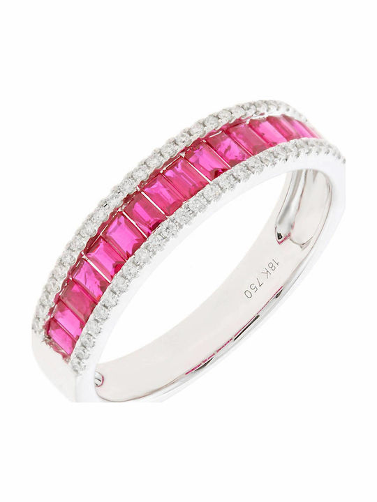 Ring with Diamond made of White gold 18K