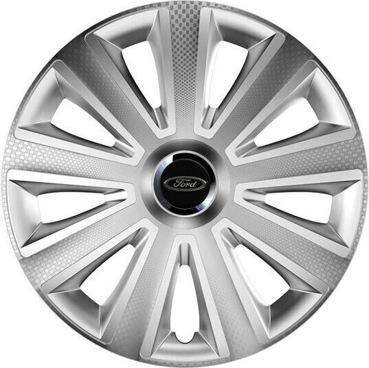 Versaco Car Hubcap Set Aviator Carbon Rc with Ford Emblem 14" 4pcs Silver
