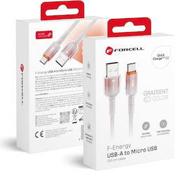 Forcell Regular USB 2.0 σε micro USB 1m Λευκό