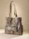 Women's Tote Bag Beige Snake