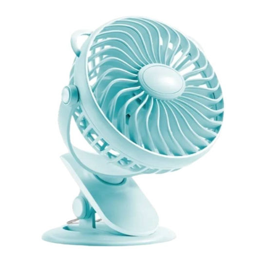 Yesplus Ys-1605 Wiederaufladbarer Tischventilator 360 Grad Rotierendes Hellblau