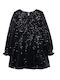Children's Dress Long Sleeve with Sequins Black