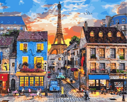 Olympus Diamond Painting "Streets Paris Eiffel Tower In Background" Mosaic "Streets of Paris Eiffel Tower In the Background" 50x40