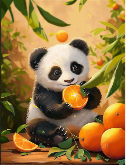 Olympus Diamantmalerei "Niedlicher Teddybär Der Ein Orangen Halten" Ψηφιδωτό Μωσαικό "Gütliches Bären Klammt Ein Orange" 40x30