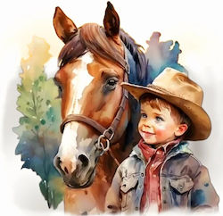 Olympus Diamantmalerei Western Cowboy Ψidφωτό Μωσαικό Pitschirákas Καουμποϊ 50x40
