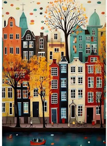 Olympus Diamond Painting "Building Architecture Somewhere in Netherlands" Mosaic "Building Architecture Somewhere in Netherlands" 50x40