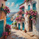 Olympus Diamond Painting "Beautiful Street in a Greek Island" Mosaic "Beautiful Alley Greek Island" 50x40