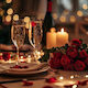 Olympus Diamond Painting "Romantic Dinner Table Couple Roses Wine" Mosaic "Romantic Dinner Table Couple Roses Wine" 50x40