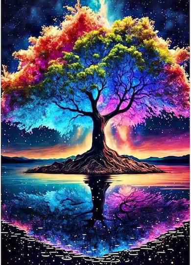 Olympus Diamond Painting "magical Colorful Life Tree" Ψηφιδωτό Μωσαικό "πολύχρωμο Δέντρο Ζωής" 40χ30