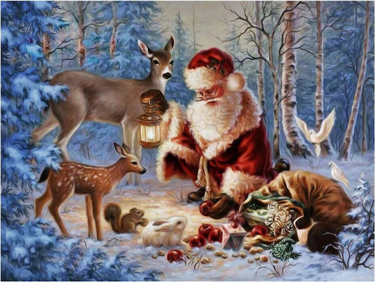 Olympus Diamond Painting "Дядо Коледа В Гората" Мозайка С Диаманти "Дядо Коледа В Гората" 40x30
