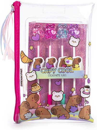 Stift Set Mit Transparentem Federmäppchen Sticky Notes Dream Pop Capybara