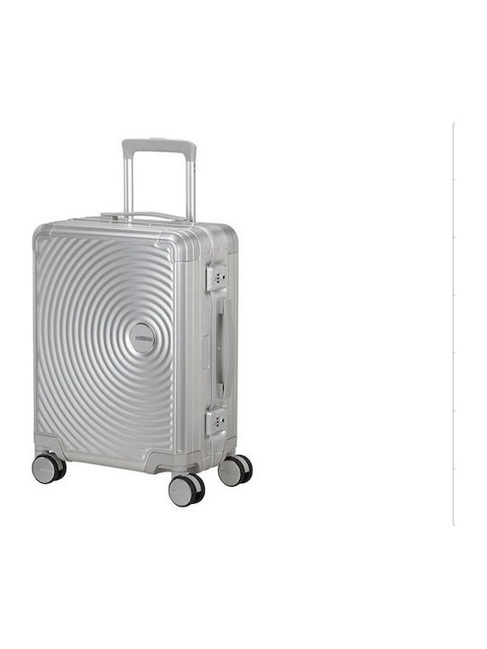 American Tourister Soundbox Cabin Hard Silver Suitcase with 4 Wheels