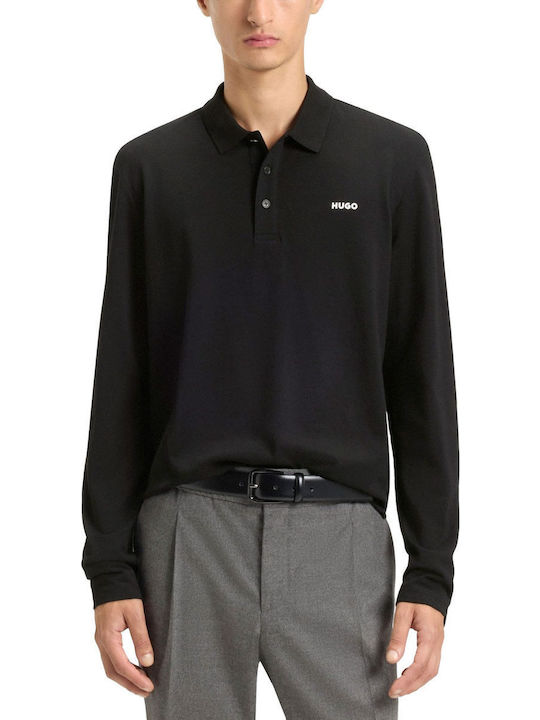 Hugo Donoslong Polo Bluză cu mânecă lungă Black