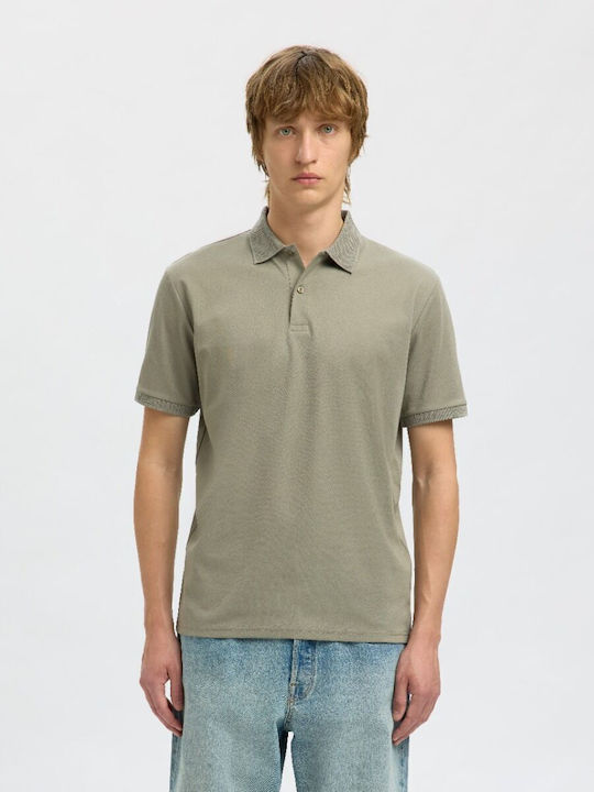 Selected Поло Блуза с къс ръкав Khaki