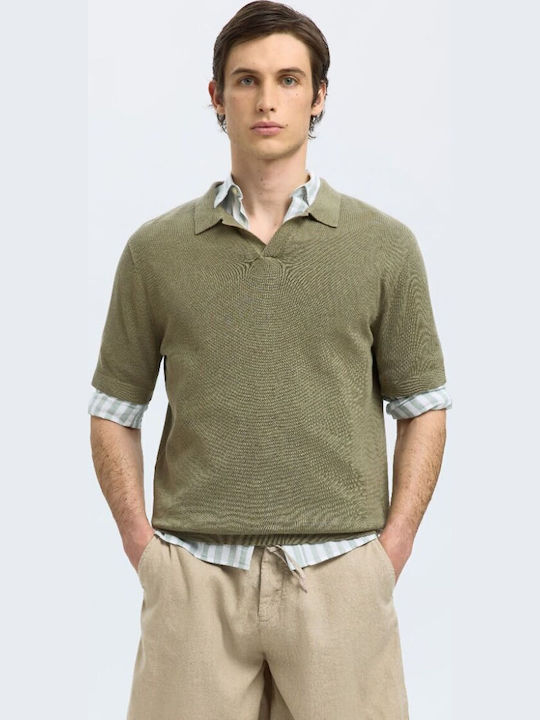 Selected Polo Kurzarmbluse Olive
