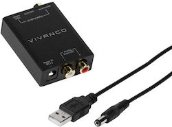 Audio-Konverter Vivanco 46143 Von Toslink Weiblich Zu 2x RCA L R Weiblich USB-Getrieben