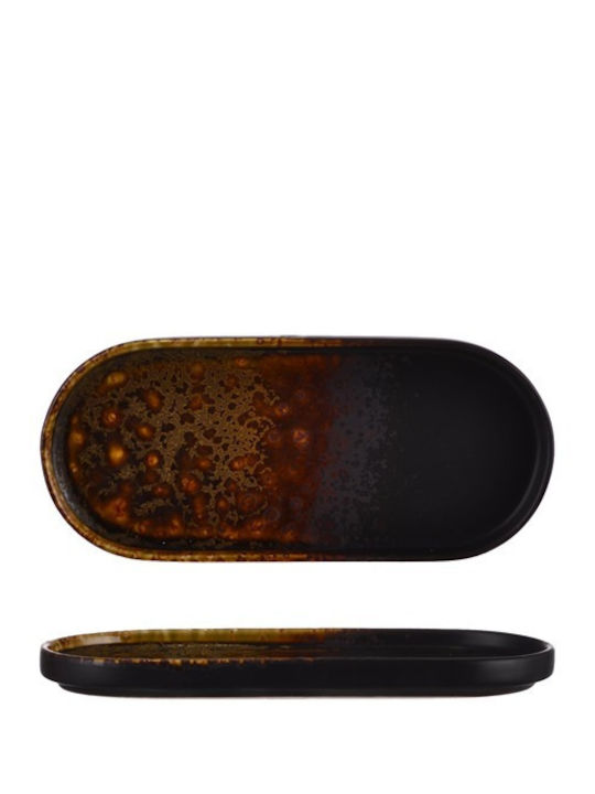 Servierplatte Oval aus Porzellan Braun 1Stück