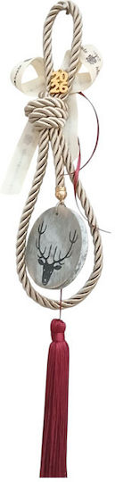 Kalliopi Silver Handmade Hanging Lucky Charm Beige made of Wood 2026 7cm 1pcs
