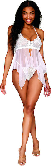 Dreamgirl-σέξι Σετ Λευκό Babydoll G-string